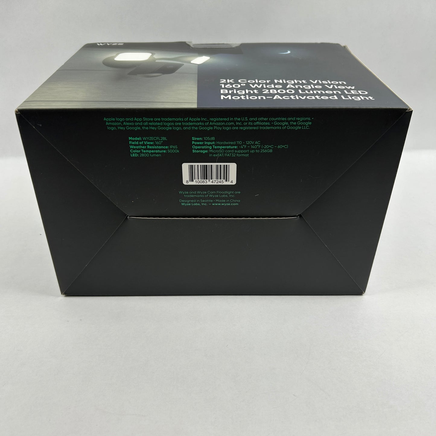 New Wyze Cam Floodlight 2K Color Night Vision LED Light WYZECFL2BL