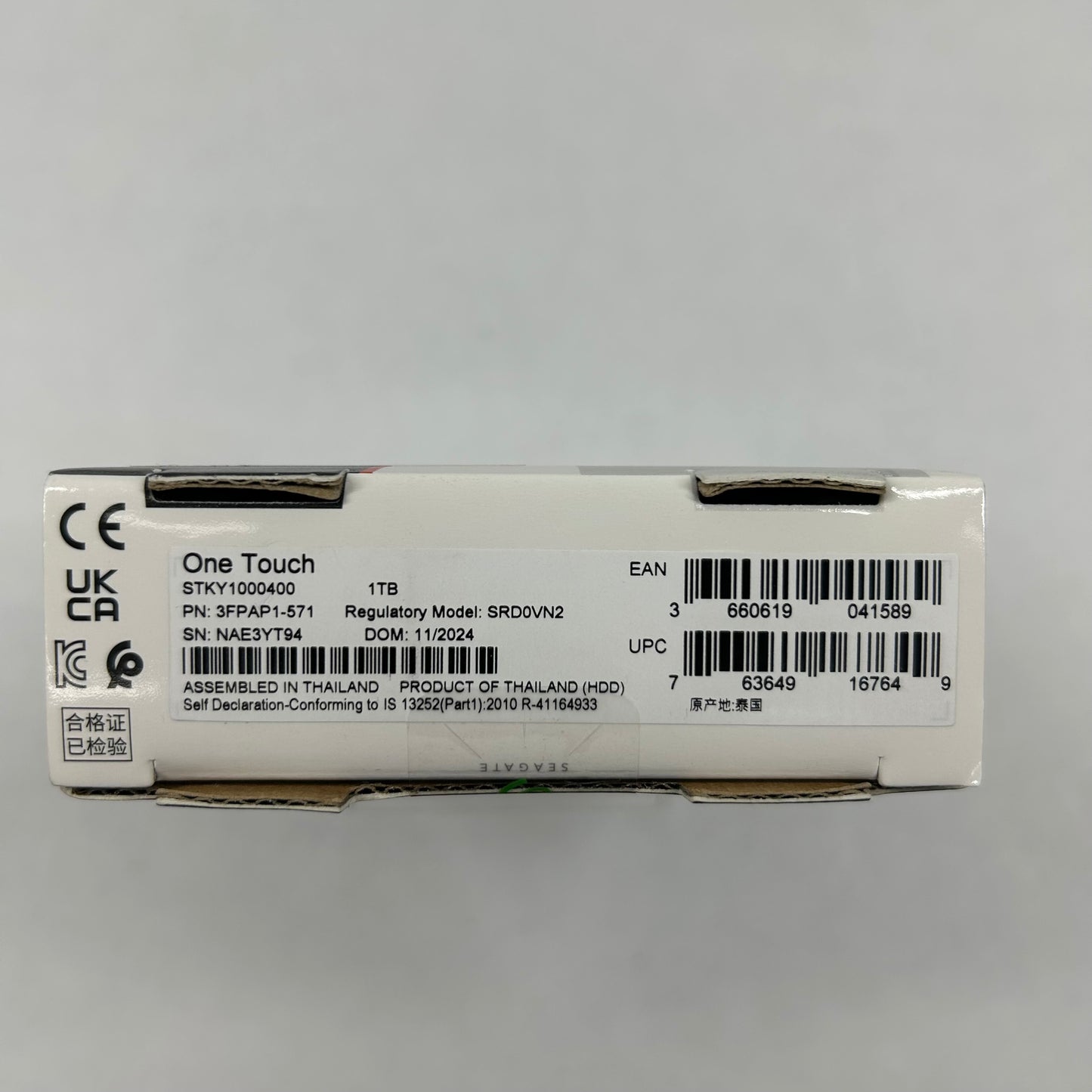 New Seagate Portable One Touch 1TB Micro USB-B to USB-A HDD 3FFPAP1-571