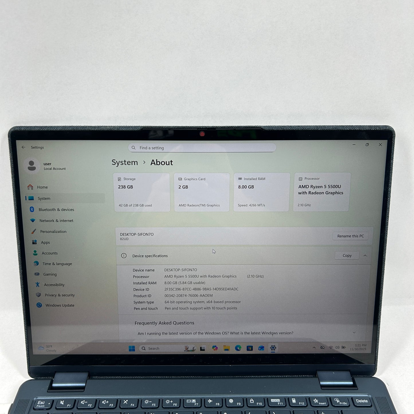 Lenovo Yoga 6 13-ABR8 13.3" Ryzen 5 5500U 2.0GHz 8GB RAM 256GB SSD READ