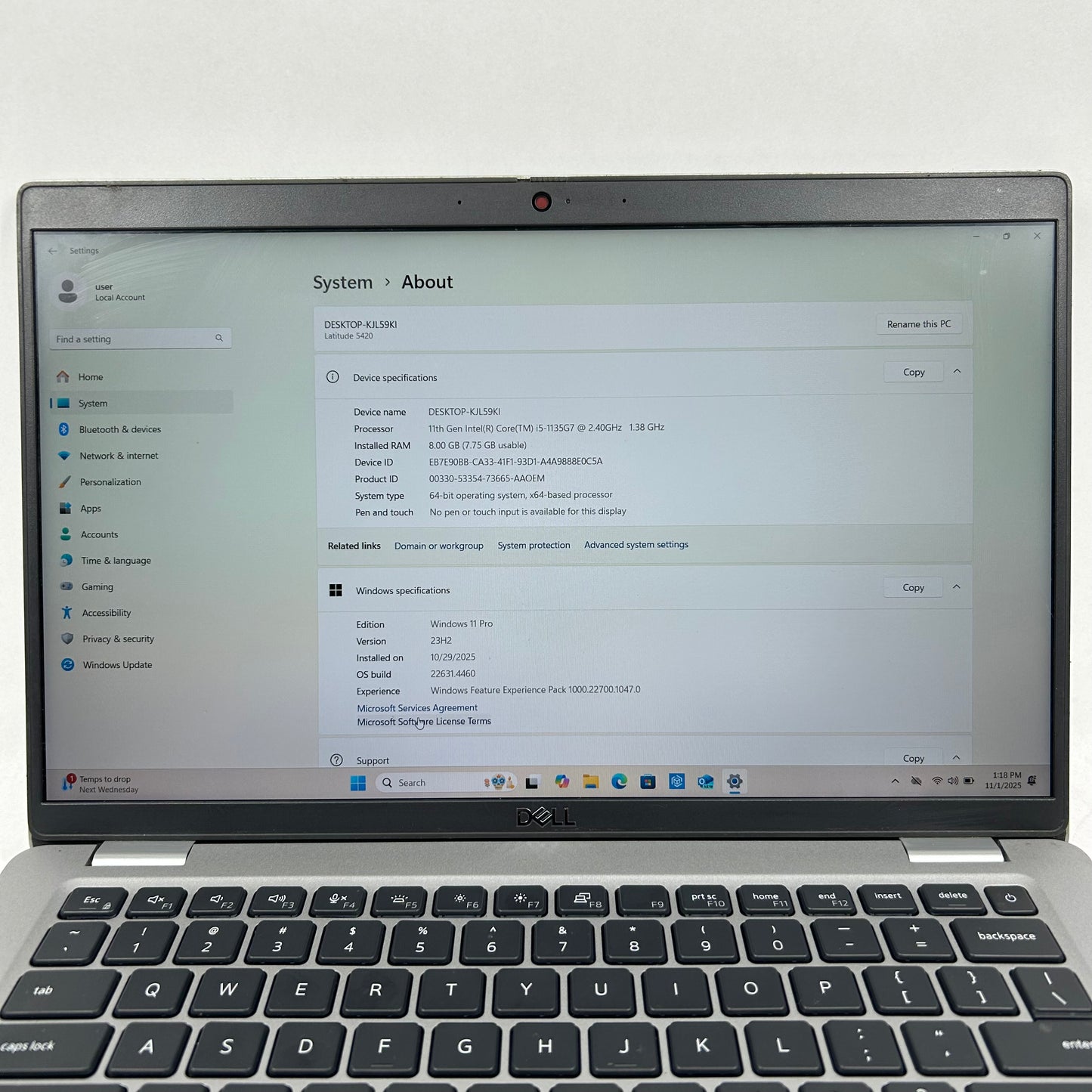 Dell Latitude 5420 14" i5-1135G7 2.4GHz 8GB RAM 256GB SSD