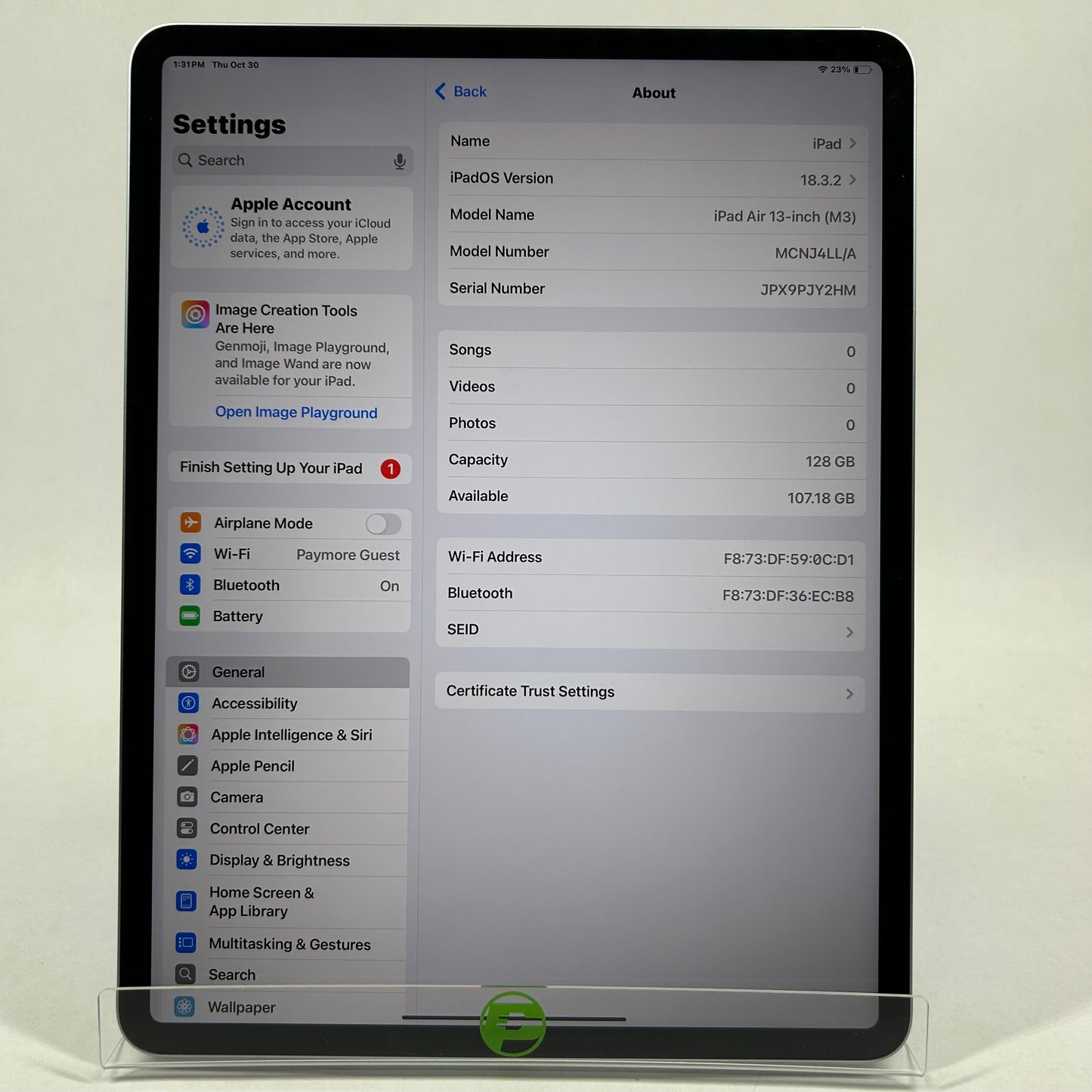 WiFi Only Apple iPad Air 13" M3 128GB Blue MCNJ4LL/A