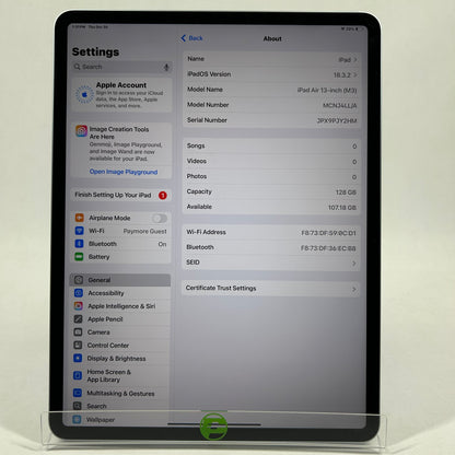 WiFi Only Apple iPad Air 13" M3 128GB Blue MCNJ4LL/A