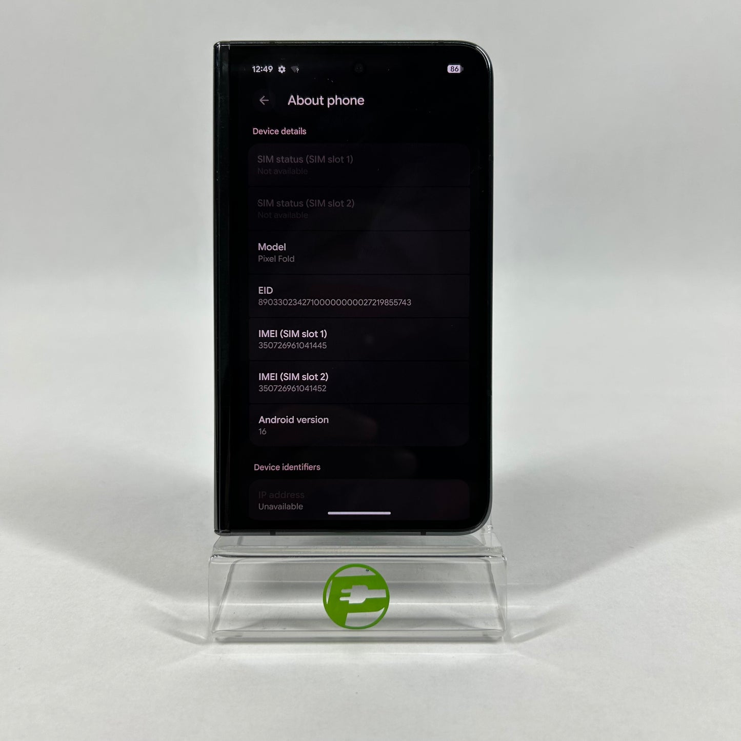 Unlocked Google Pixel Fold 256GB Stormy Black