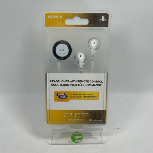 New Sony PlayStation Portable PSP Headphones With Remote Control White PSP-S140