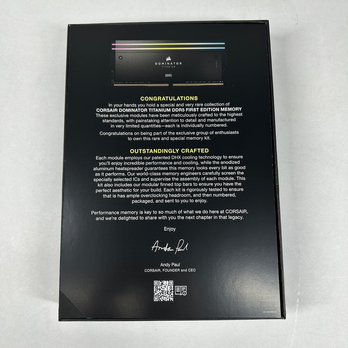 Corsair First Edition Dominator Titanium 32GB (2x16GB) RAM DDR5 7200MT/s 