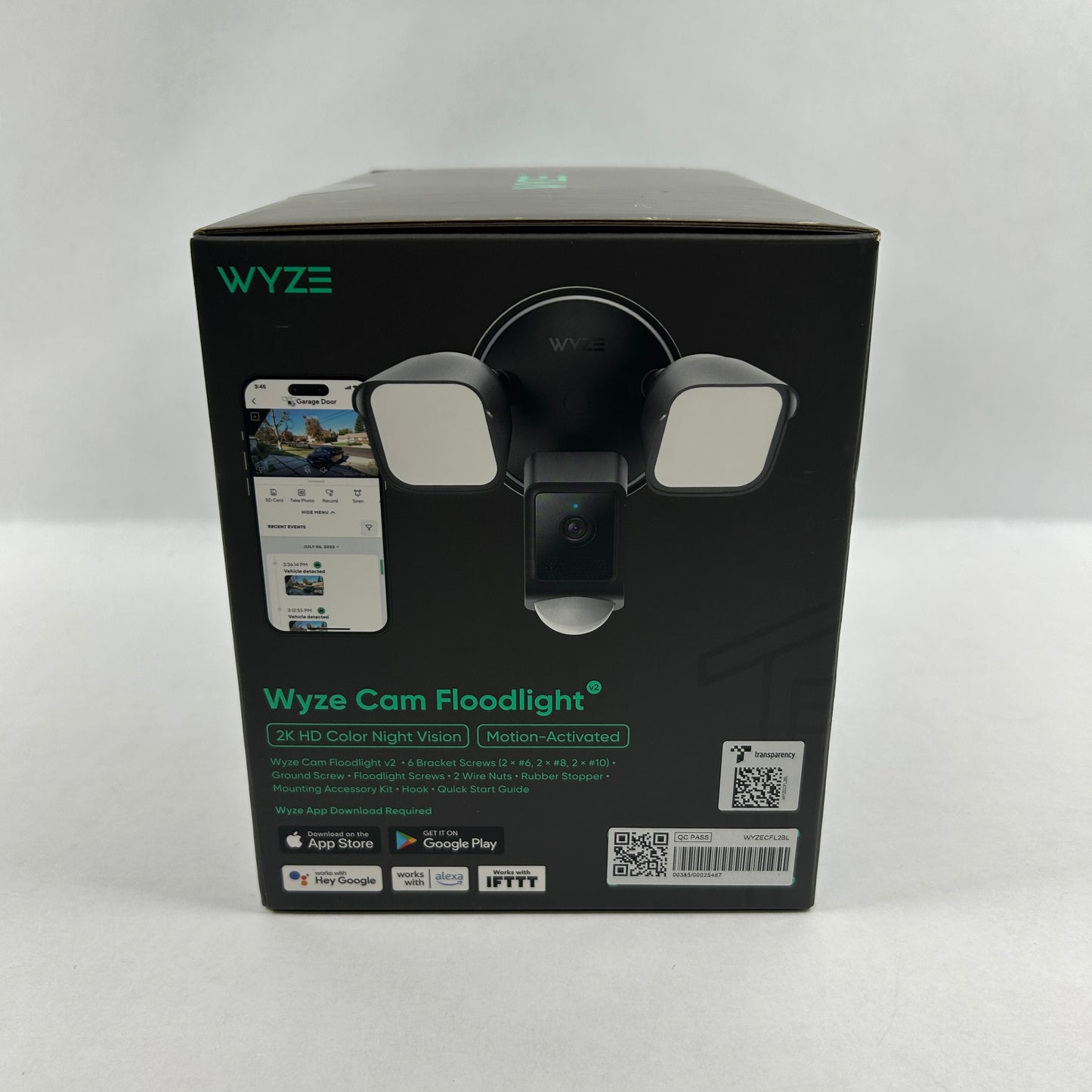 New Wyze Cam Floodlight 2K Color Night Vision LED Light WYZECFL2BL