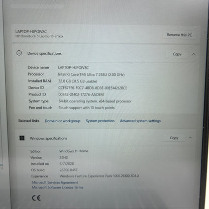 HP hp omnibook B888UUA#ABA 15.6" i7-1255U 2.0GHz 32GB RAM 1TB SSD
