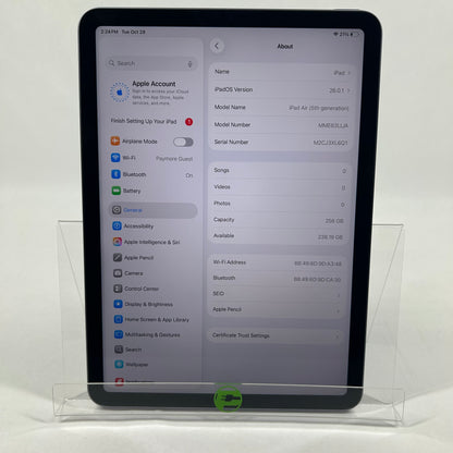 WiFi Only Apple iPad Air 5th Gen 256GB Purple MME63LL/A