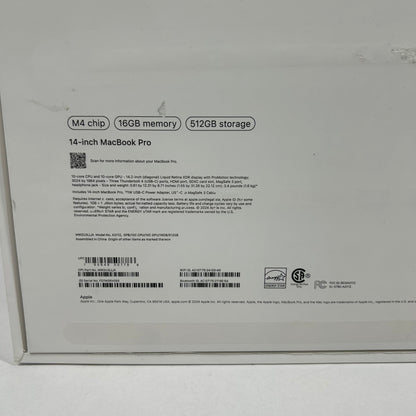 2024 Apple MacBook Pro 14" M4 10C GPU 4.5GHz 16GB RAM 512GB SSD MW2U3LL/A
