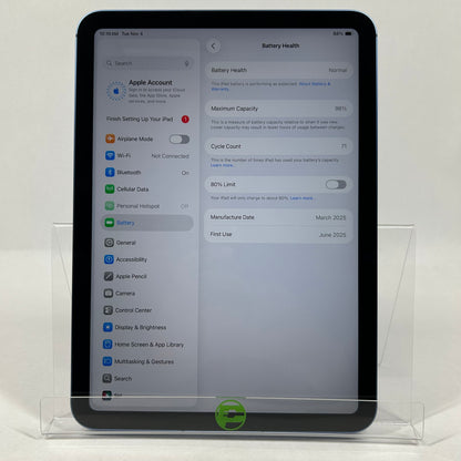 Unlocked Apple iPad 11" (A16) 128GB 26.0.1 Blue MD7G4LL/A