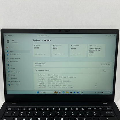 Lenovo ThinkPad X1 Carbon Gen 8 13.3" i5-10310U 2.2GHz 8GB RAM 256GB SSD