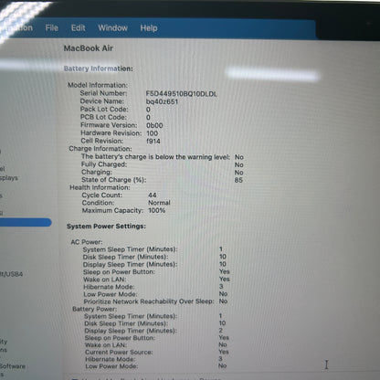 2024 Apple MacBook Air 13.6" M3 8C GPU 4.0GHz 16GB RAM 256GB SSD A3113