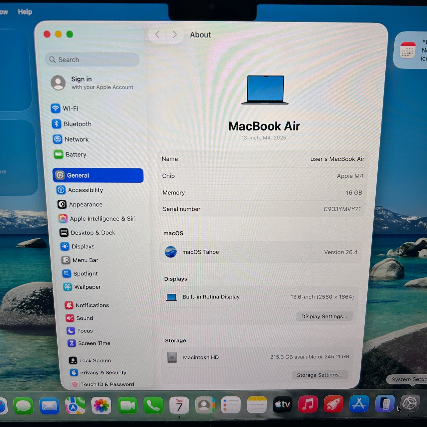 2025 Apple MacBook Air 13" M4 8C GPU 4.5GHz 16GB RAM 256GB SSD A3240