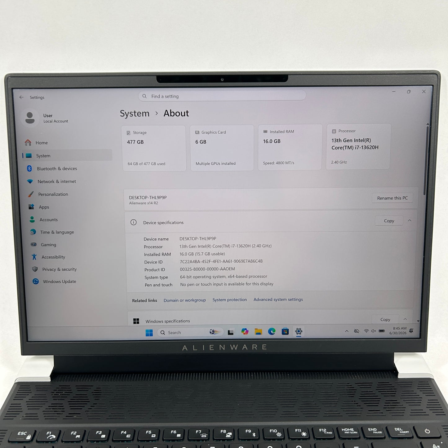 Alienware X14 R2 14" i7-13620H 2.4GHz 16GB RAM 512GB SSD GeForce RTX 4050