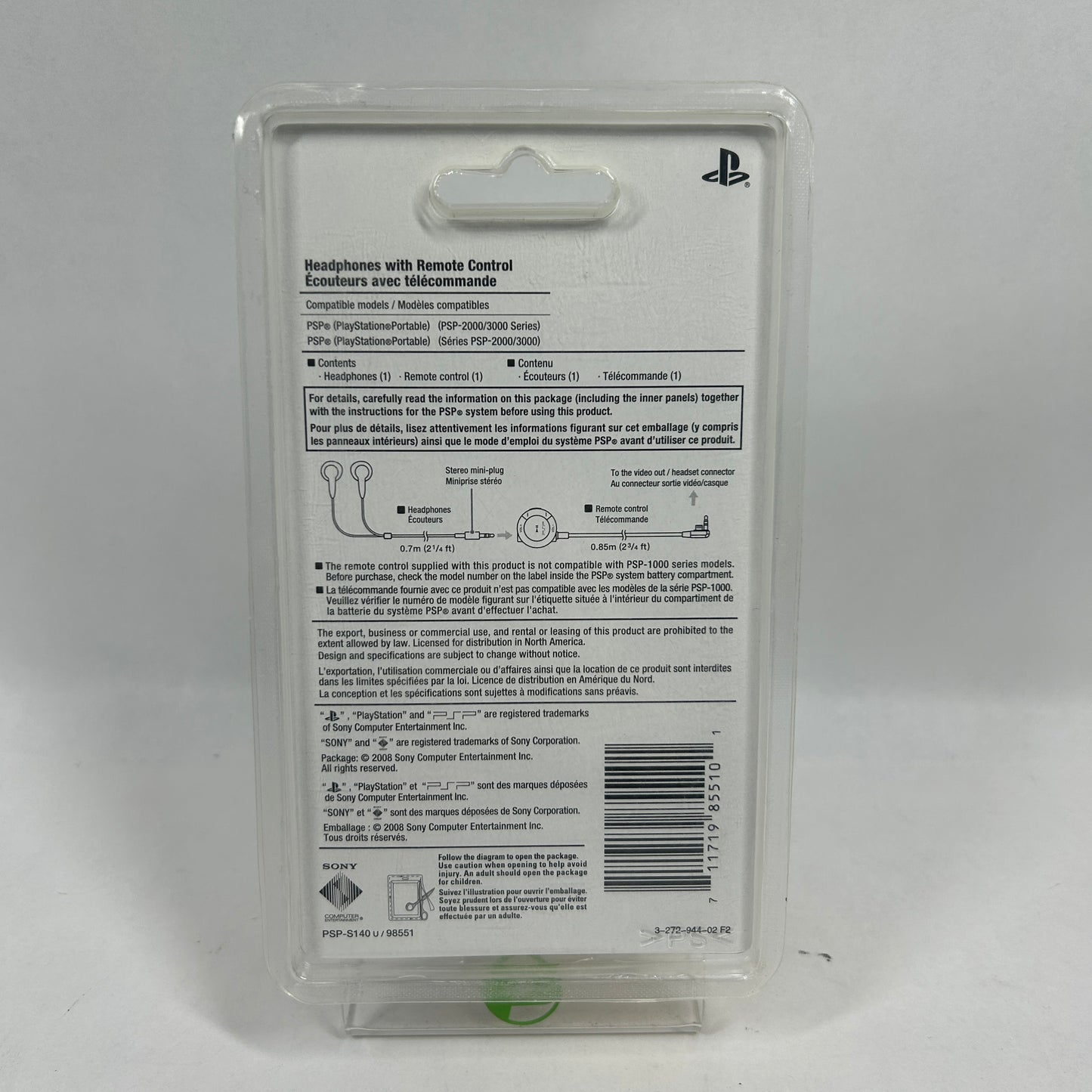 New Sony PlayStation Portable PSP Headphones With Remote Control White PSP-S140