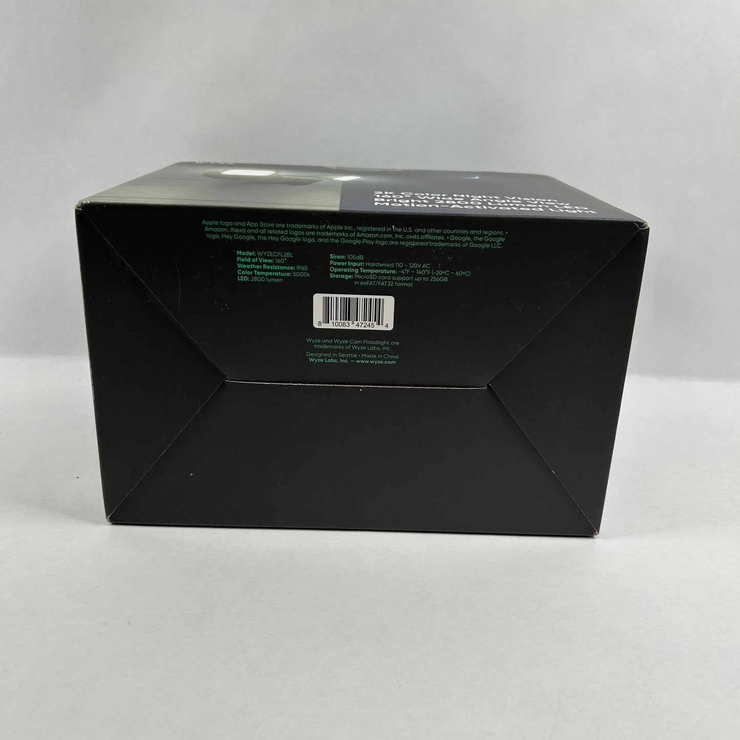 New Wyze Cam Floodlight 2K Color Night Vision LED Light WYZECFL2BL