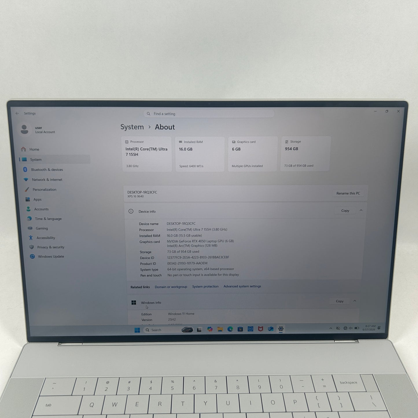 Dell XPS P129F001 16.3" Core Ultra 7 155H 16GB RAM 1TB SSD GeForce RTX 4050