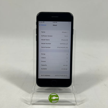 Unlocked Apple iPhone SE 64GB Black MX9D2LL/A