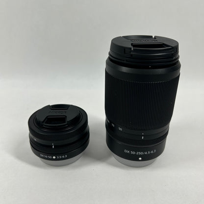 Nikon Z50 DX 16-50 + DX 50-250 Kit 20.9MP Digital Camera 658 Shutter Count
