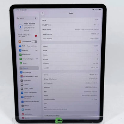 WiFi Only Apple iPad Pro 12.9" 6th Gen 256GB Silver MP603LL/A